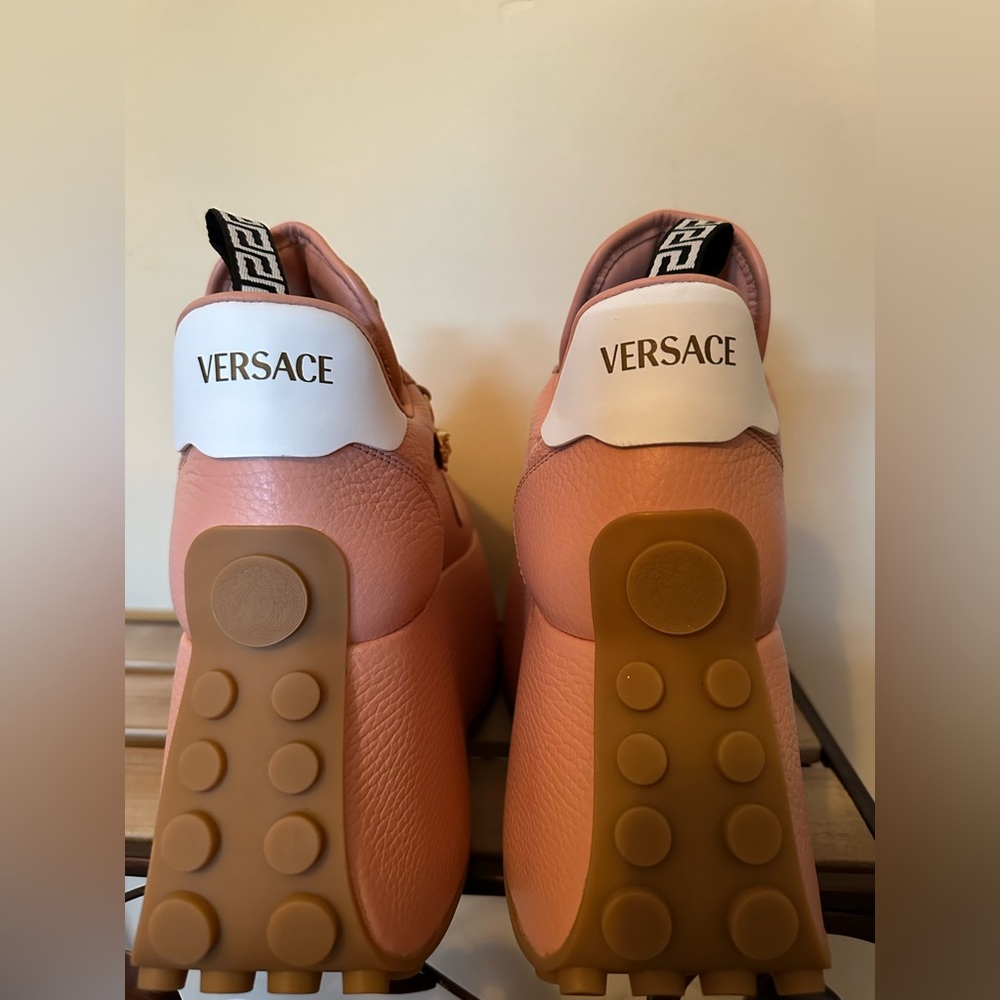 Versace 80mm Triplatform platform leather & suede sneakers NEW (AUTHENTIC) - Picture 8 of 16